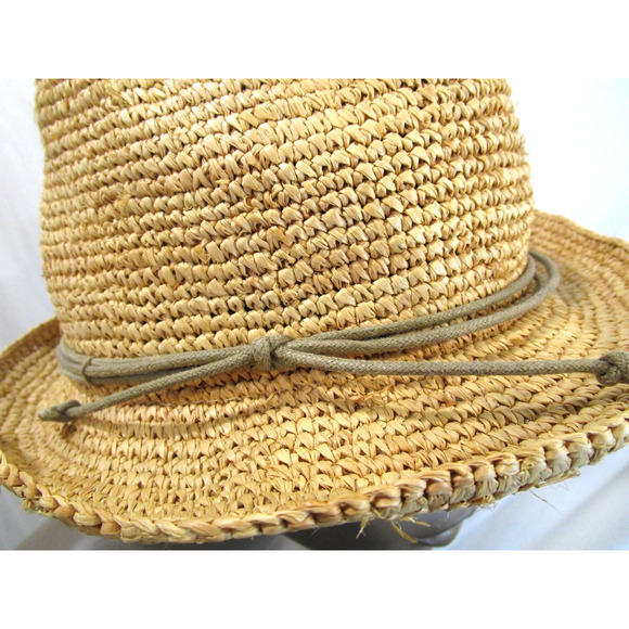 Tarnish Made In Italy Natural Tan Straw Raffia Fedora Hat Women OS